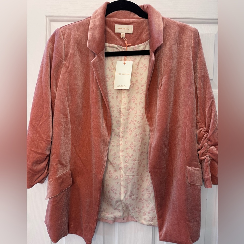 Skies Are Blue Velvet Blazer (Dusty Rose)